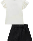 Conjunto de Blusa em Cotton e Short Saia em Tecido Amore 88129 Infanti Infantil Menina