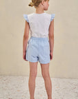 Conjunto de Blusa em Cotton e Short Saia em Tricoline Listrado 84589 Infanti Infantil Menina