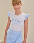 Conjunto de Blusa em Cotton e Short Saia em Tricoline Listrado 84589 Infanti Infantil Menina