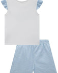 Conjunto de Blusa em Cotton e Short Saia em Tricoline Listrado 84589 Infanti Infantil Menina