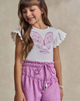 Conjunto de Blusa em Cotton e Shorts em Laise Romantic 93217 Infanti Infantil Menina
