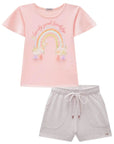 Conjunto de Blusa em Cotton e Shorts em Molevisco 84332 Infanti Infantil Menina