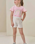 Conjunto de Blusa em Cotton e Shorts em Molevisco 84332 Infanti Infantil Menina