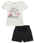 Conjunto de Blusa em Cotton e Shorts em Molevisco 84332 Infanti Infantil Menina