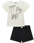 Conjunto de Blusa em Cotton e Shorts em Molevisco 88142 Infanti Infantil Menina
