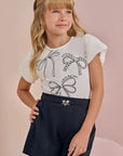 Conjunto de Blusa em Cotton e Shorts em Molevisco 88142 Infanti Infantil Menina