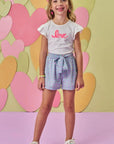 Conjunto de Blusa em Cotton e Shorts em Tricoline Neon Dots 86909 Infanti Infantil Menina