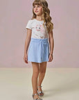 Conjunto de Blusa em Cotton e Shorts Saia em Canelado Liz 96274 Infanti Infantil Menina