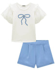 Conjunto de Blusa em Cotton e Tule e Shorts em Blend de Viscose 93231 Infanti Infantil Menina