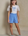 Conjunto de Blusa em Cotton e Tule e Shorts em Blend de Viscose 93231 Infanti Infantil Menina