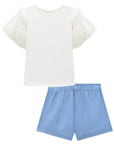 Conjunto de Blusa em Cotton e Tule e Shorts em Blend de Viscose 93231 Infanti Infantil Menina