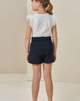 Conjunto de Blusa em Cotton e Tule e Shorts em Malha Jacquard 85599 Infanti Infantil Menina