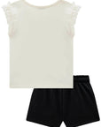 Conjunto de Blusa em Cotton e Tule e Shorts em Malha Jacquard 85599 Infanti Infantil Menina