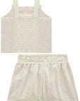 Conjunto de Blusa em Linho Deluxe e Shorts em Blend de Linho Bordado 96497 Infanti Infantil Menina
