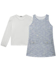 Conjunto de Blusa em Malha Comfy e Salopete em Malha Tweed 89662 Infanti Infantil Menina