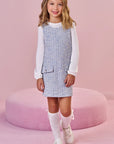 Conjunto de Blusa em Malha Comfy e Salopete em Malha Tweed 89662 Infanti Infantil Menina
