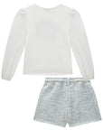 Conjunto de Blusa em Malha Comfy e Shorts em Malha Tweed Colorida 92607 Infanti Infantil Menina