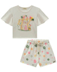 Conjunto de Blusa em Malha Fresh com Shorts em Molecotton 96953 Infanti Infantil Menina