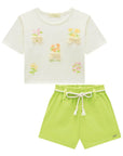 Conjunto de Blusa em Malha Fresh e Shorts em Tecido Texturizado 96478 Infanti Infantil Menina
