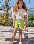Conjunto de Blusa em Malha Fresh e Shorts em Tecido Texturizado 96478 Infanti Infantil Menina