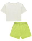 Conjunto de Blusa em Malha Fresh e Shorts em Tecido Texturizado 96478 Infanti Infantil Menina