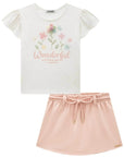 Conjunto de Blusa em Malha Power com Short Saia em Molevisco 93579 Infanti Infantil Menina