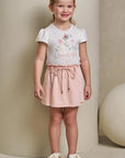 Conjunto de Blusa em Malha Power com Short Saia em Molevisco 93579 Infanti Infantil Menina