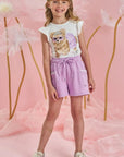Conjunto de Blusa em Malha Power e Shorts em Moletom sem Pelúcia 84326 Infanti Infantil Menina