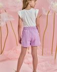 Conjunto de Blusa em Malha Power e Shorts em Moletom sem Pelúcia 84326 Infanti Infantil Menina
