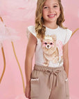 Conjunto de Blusa em Malha Power e Shorts em Moletom sem Pelúcia 84326 Infanti Infantil Menina