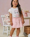 Conjunto de Blusa em Meia Malha com Short Saia em Molevisco 94659 Infanti Infantil Menina