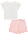 Conjunto de Blusa em Meia Malha com Short Saia em Molevisco 94659 Infanti Infantil Menina
