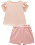 Conjunto de Blusa em Meia Malha com Shorts em Cotton Jeans 94191 Infanti Infantil Menina