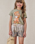 Conjunto de Blusa em Meia Malha com Shorts em Molecotton 86514 Infanti Infantil Menina