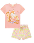 Conjunto de Blusa em Meia Malha com Shorts em Molecotton 88629 Infanti Infantil Menina