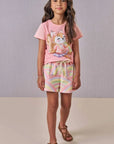 Conjunto de Blusa em Meia Malha com Shorts em Molecotton 88629 Infanti Infantil Menina