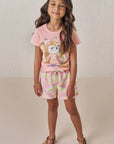 Conjunto de Blusa em Meia Malha com Shorts em Molecotton 88629 Infanti Infantil Menina