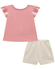 Conjunto de Blusa em Meia Malha com Shorts em Moletom Linho sem Pelúcia 93401 Infanti Infantil Menina