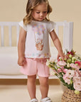 Conjunto de Blusa em Meia Malha com Shorts em Moletom sem Pelúcia 93425 Infanti Infantil Menina