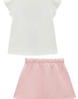 Conjunto de Blusa em Meia Malha com Shorts em Moletom sem Pelúcia 93425 Infanti Infantil Menina