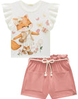 Conjunto de Blusa em Meia Malha com Shorts em Molevisco 93526 Infanti Infantil Menina