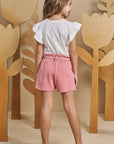 Conjunto de Blusa em Meia Malha com Shorts em Molevisco 93526 Infanti Infantil Menina