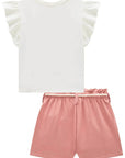 Conjunto de Blusa em Meia Malha com Shorts em Molevisco 93526 Infanti Infantil Menina
