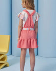 Conjunto de Blusa em Meia Malha e Salopete em Malha Enrugada 95386 Infanti Infantil Menina