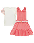 Conjunto de Blusa em Meia Malha e Salopete em Malha Enrugada 95386 Infanti Infantil Menina
