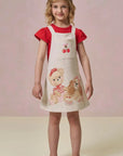 Conjunto de Blusa em Meia Malha e Salopete em Moletom Linho sem Pelúcia 97027 Infanti Infantil Menina