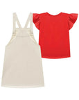 Conjunto de Blusa em Meia Malha e Salopete em Moletom Linho sem Pelúcia 97027 Infanti Infantil Menina