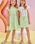 Conjunto de Blusa em Meia Malha e Short Saia em Malha Power 83518 Infanti Infantil Menina
