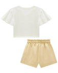 Conjunto de Blusa em Meia Malha e Shorts em Blend de Viscose com Elastano 96418 Infanti Infantil Menina