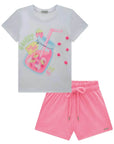 Conjunto de Blusa em Meia Malha e Shorts em Canelado Liz 85894 Infanti Infantil Menina